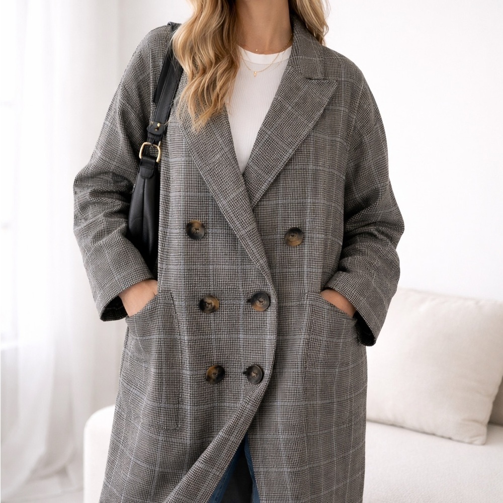 ✨ Zara Lightweight Check Coat – XL • Effortlessly Chic & Timeless XL